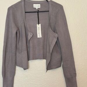 Womans gray long sleeve button down sweater size L NWT
